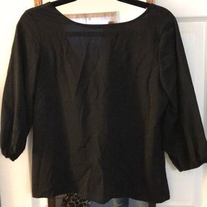 Black blouse with leopard bow